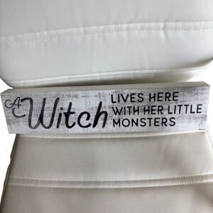 Quill to Paper Wooden Witch Halloween Sign Hand Crafted USA 18" x 4" x 1.5"